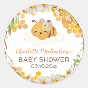 Adesivo Bee Chá de fraldas Floral Honeycomb