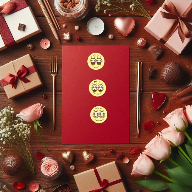 ADESIVO BEE DO DIA DE OS NAMORADOS (BEE my Valentine's cute stickers.)
