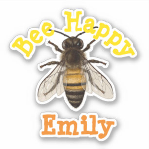 Adesivo bee feliz personalizado