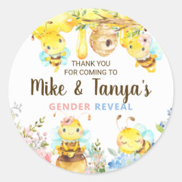 Adesivo Bee gender reveal thank you stickers, bumblebee.