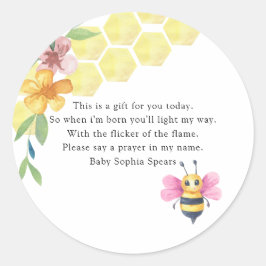 Adesivo Bee girl baby shower - Prayer candle label