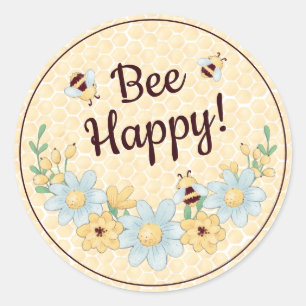 Adesivo Bee Happy Cute Bee Honeycomb Sticker