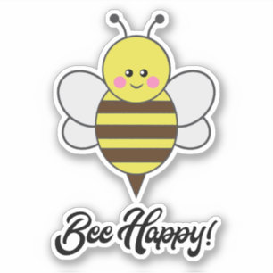 Adesivo Bee Happy Kawaii Bee Buzz Cute Bumblebee citação