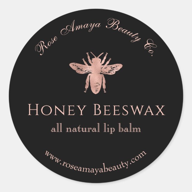 Adesivo Bee Honey Beeswax Rosa Beleza Dourada Cosmética (Frente)