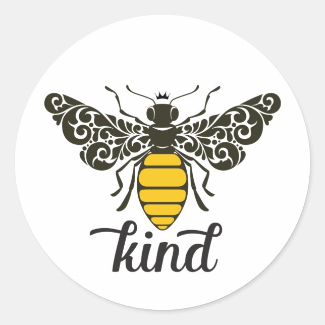 Adesivo Bee Kind | Ser gentil | Abelhas Ornamentados (Frente)