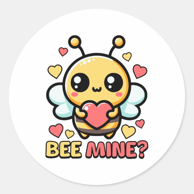 Adesivo Bee Mine! Bonito Bumble Be Pun Cartoon (Frente)