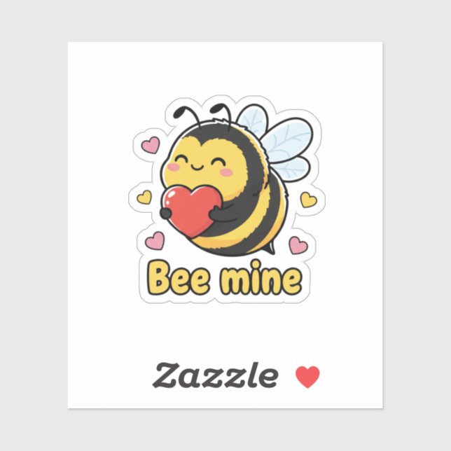 Adesivo Bee Mine Cute Chubby Bumblebee Valentine Pun  (Folha)