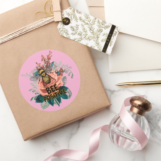 Adesivo Bee Positive Floral Vibes (Presentear)