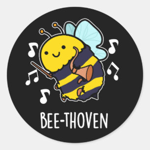 Adesivo Bee Thoven Funny Music Bee Pun Dark BG