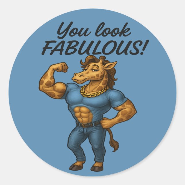 Adesivo Beefcake Giraffe - Fabuloso e achatado (Frente)