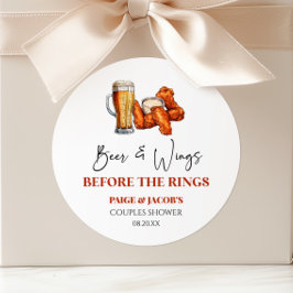 Adesivo Beer and Wings Before The Rings Couples Shower 