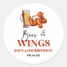 Adesivo Beer and Wings Birthday Party Party Favor Sticker