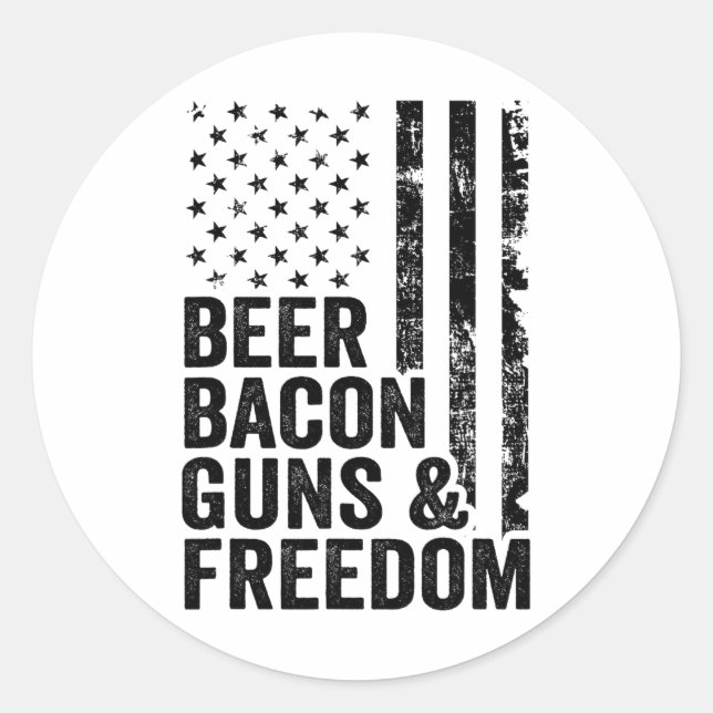 Adesivo Beer Bycon Guns E Freedom Usa Churrasco Flag Ameri (Frente)
