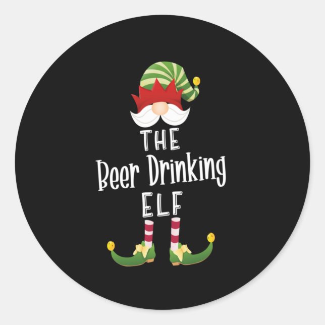 Adesivo Beer Drinking Elf Group Christmas Birthday (Frente)