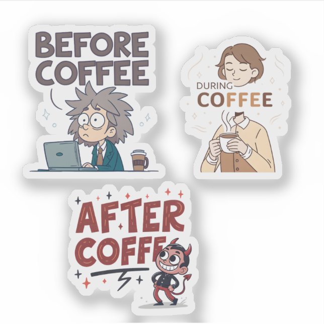 Adesivo Before During After Coffee Mood Vector Art (Frente)