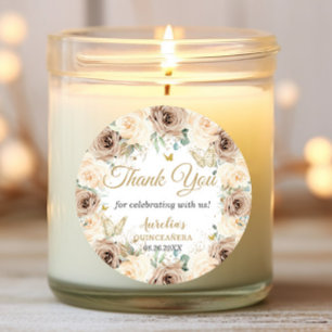 Adesivo Bege Creme Champanhe Floral Quinceañera Doce 16