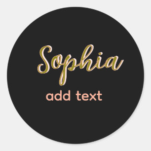 Adesivo beige adicione nome e chefe SMS preto elegante