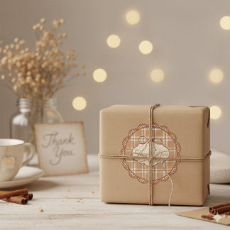 Adesivo Beige and Brown Retro Thank You Circle Sticker