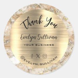 Adesivo Beige Dourado Fluid Marble Obrigado