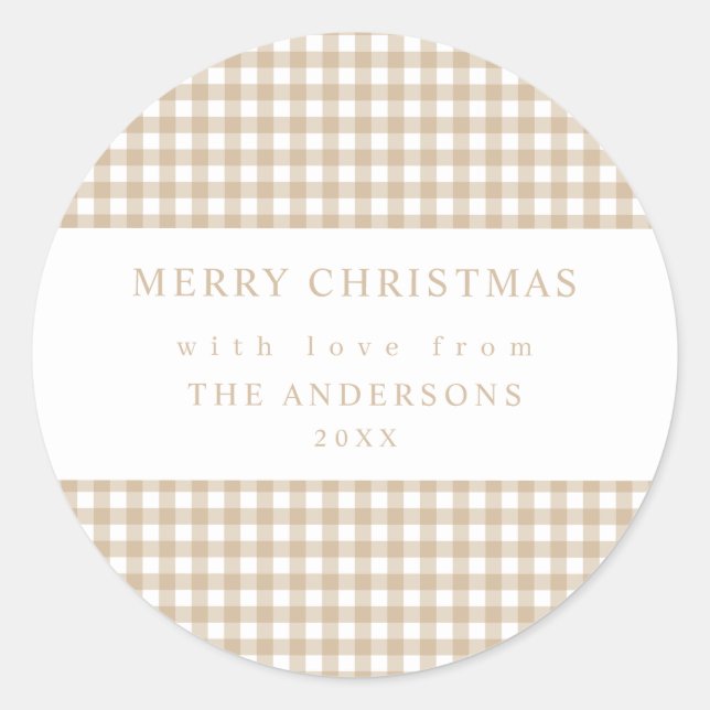 Adesivo Beige Gingham Christmas (Frente)