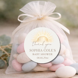 Adesivo Beige Here Comes The Sun Boy Baby Shower Favor