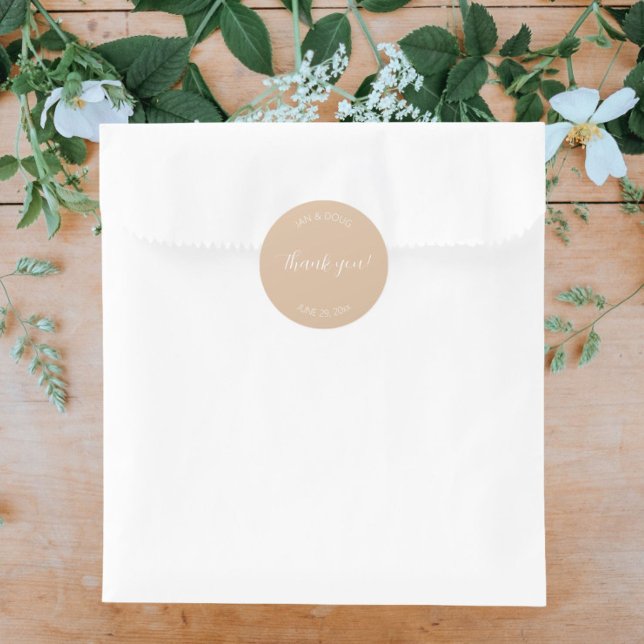 Adesivo Beige Stylized Wedding Obrigado (In Situ Wedding)