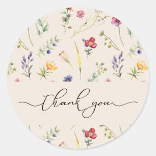 Adesivo Beige Wildflower Primavera Floral Obrigado