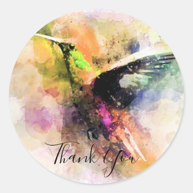 Adesivo Beija-flor aquarela obrigado  (Frente)