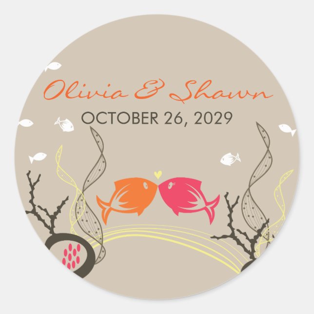 Adesivo Beijar Fishes Corais Praia Casamento Cogado (Frente)