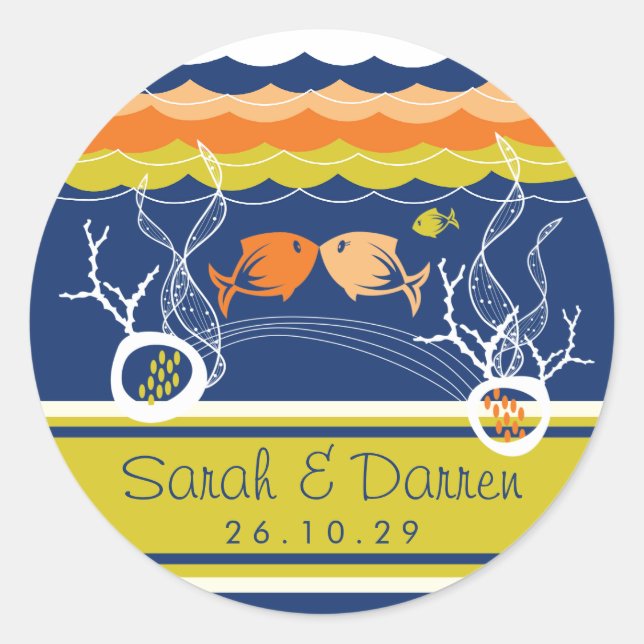 Adesivo Beijar Fishes Corais Praia Casamento Cogado (Frente)