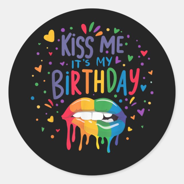Adesivo Beije-me, é meu aniversário (Frente)