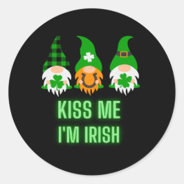 Adesivo Beije Me Eu Sou Irlandês Dia de São Patrício Gnome