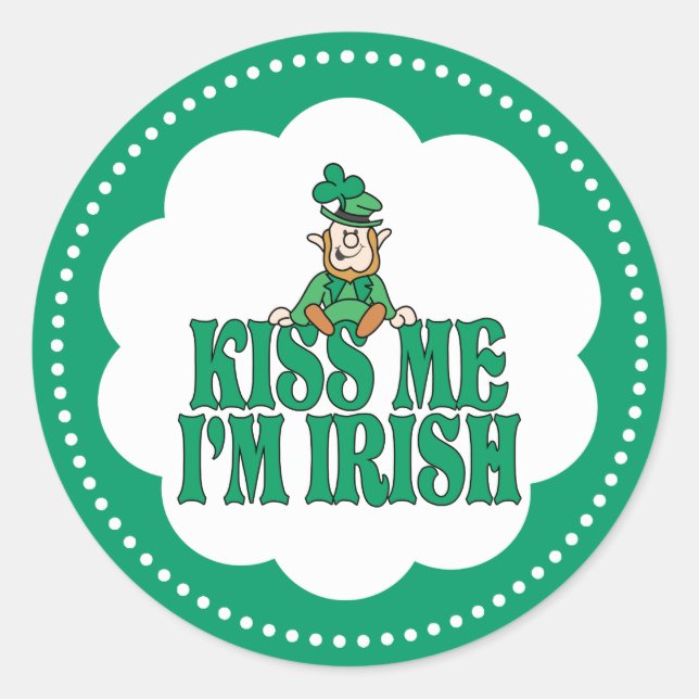 Adesivo Beije-me Sou Irlandês Pequeno Leprechaun (Frente)