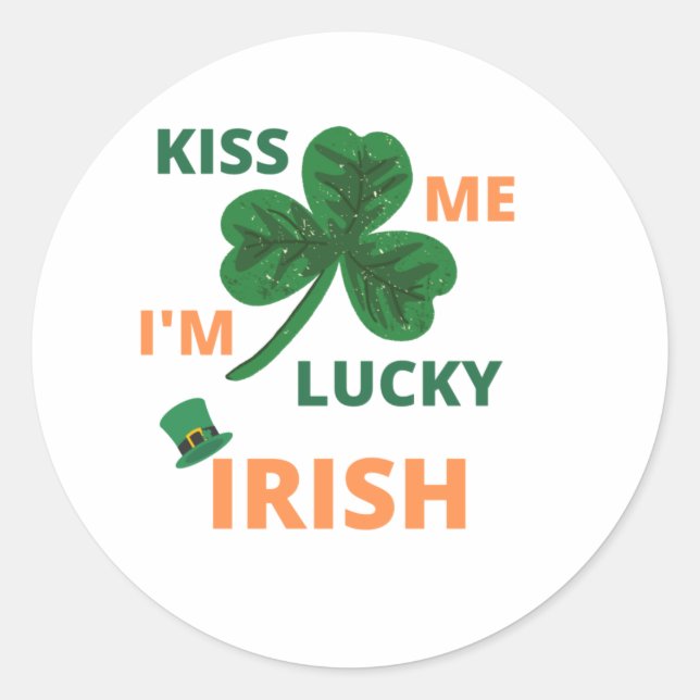 Adesivo Beije-me, sou irlandês sortudo (Frente)