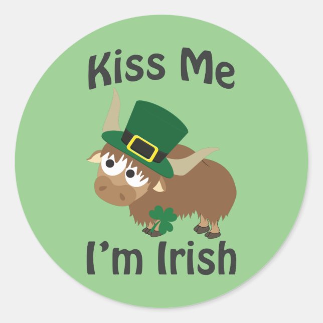 Adesivo Beije-me, sou irlandês Yak (Frente)