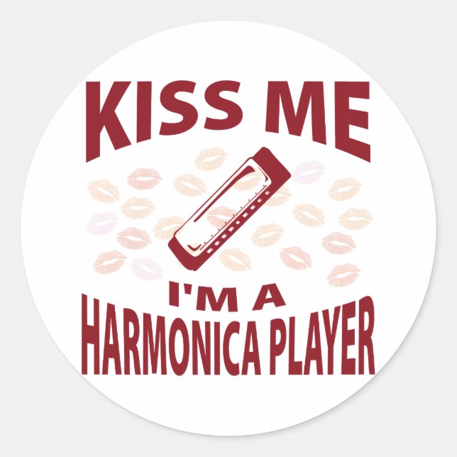 Adesivo Beije-me Sou um Jogador da Harmonica (Frente)