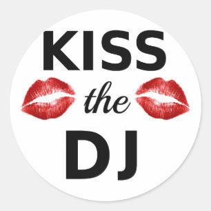 Adesivo Beije o DJ com traços vermelhos do batom
