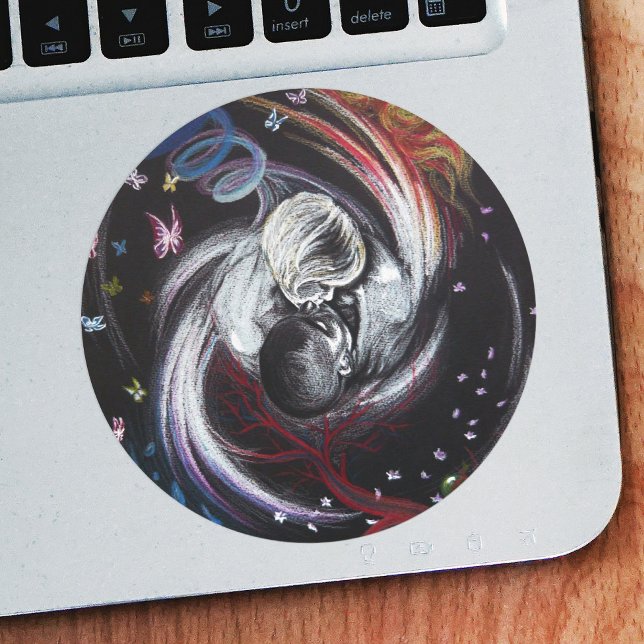 Adesivo Beijo casal Yin Yang Amor Arte de desenho surreal (Criador carregado)