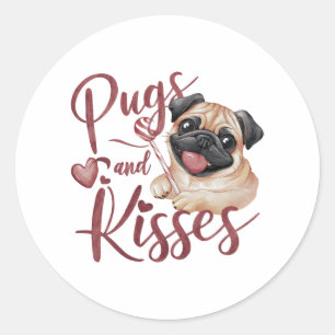 Adesivo beijo de cão .Pugs & Kisses Watercolor Tee