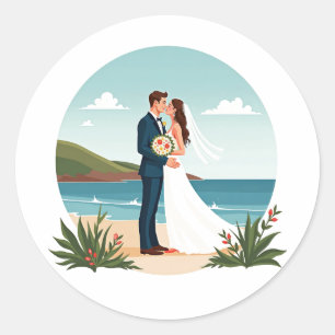 Adesivo Beijo de Casamento de Praia