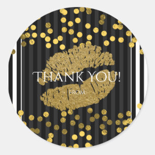 Adesivo Beijo de Lábios Dourados com faixas verticais pret