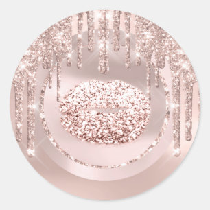 Adesivo Beijo Maquiador de Lábios Drips Rose Glitter