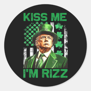 Adesivo Beijo Retro Me Beijo Eu Sou Rizz Trump Trevo Irlan