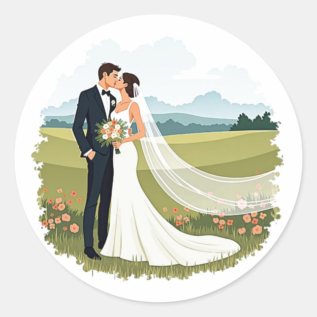Adesivo Beijo Romântico de Casamento (Frente)