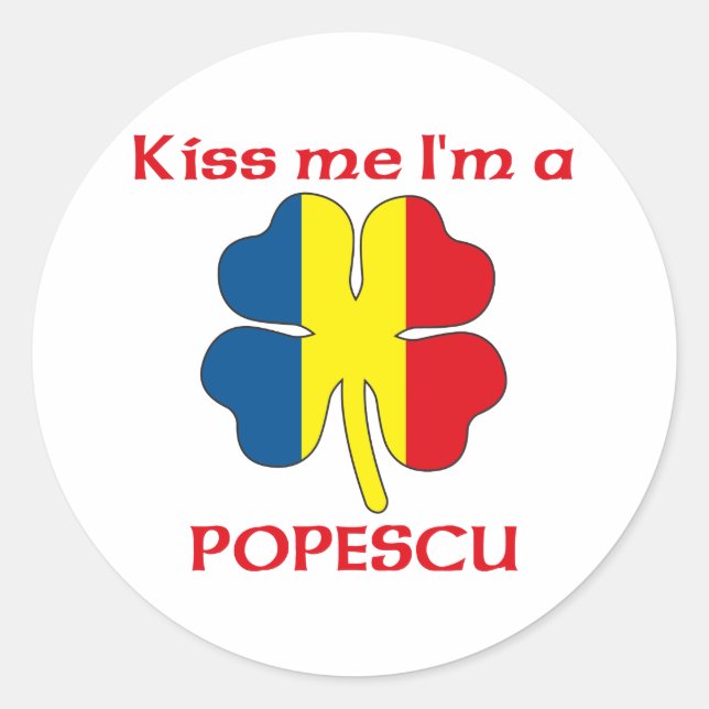 Adesivo Beijo romeno personalizado, sou Popescu (Frente)