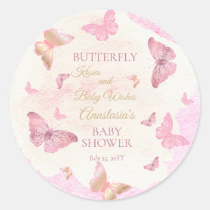 Adesivo Beijos borboletas e bebês desejam Chá de fraldas
