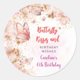 Adesivo Beijos de borboletas e desejos de aniversário