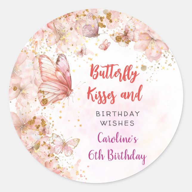 Adesivo Beijos de borboletas e desejos de aniversário (Frente)