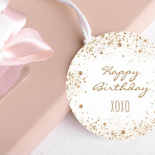 Adesivo Beijos de poeira de ouro branco de aniversário ab