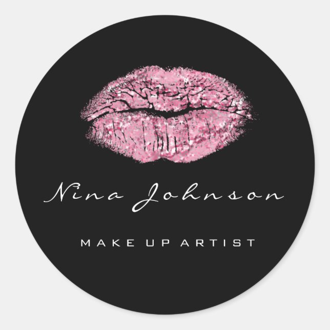 Adesivo Beijos Lábios Makeup Beauty White Pink Nome de Ros (Frente)